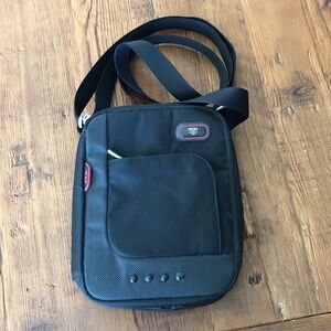 Tumi T-Tech Black Crossbody Messenger Bag with Red Accent